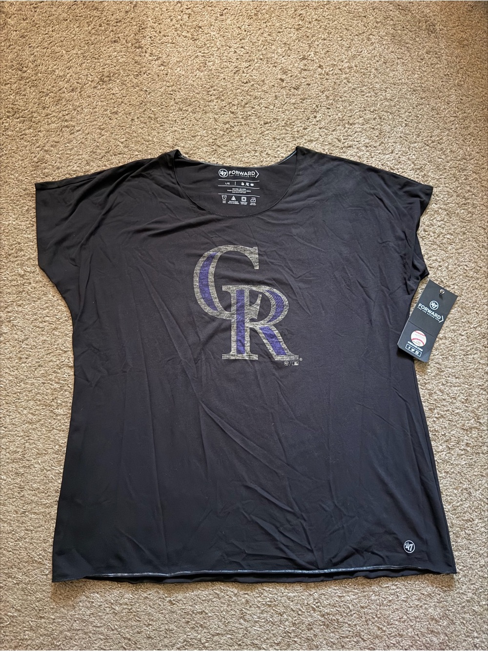 *NWT 47 Brand Women's Colorado Rockies Black Logo Tee